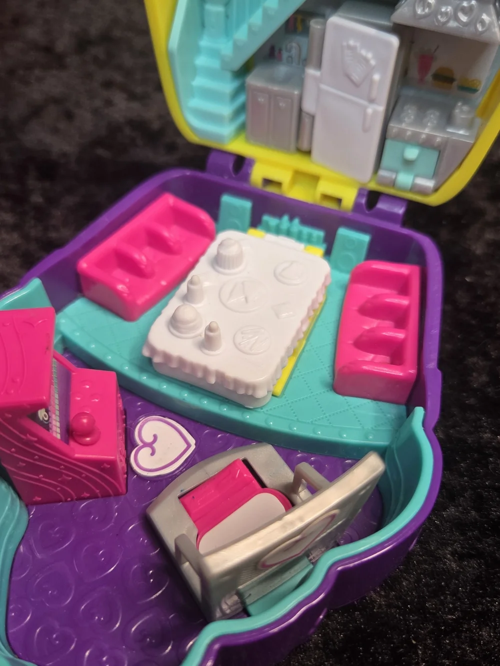 Pocket Playset Compact Dollhouse - Purple, Yellow, Teal & Pink With 1 Doll